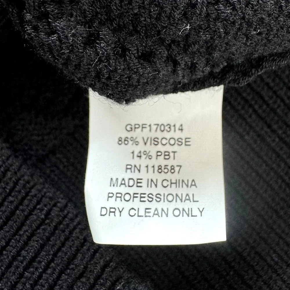 GREY Jason Wu Women's Sweater Large Black Open Knit Long Sleeve Cropped‎ Top